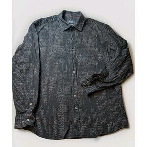 Bugatchi Shirt Mens XXL* Geometric Super Fine Cotton Button Down Long Sleeve